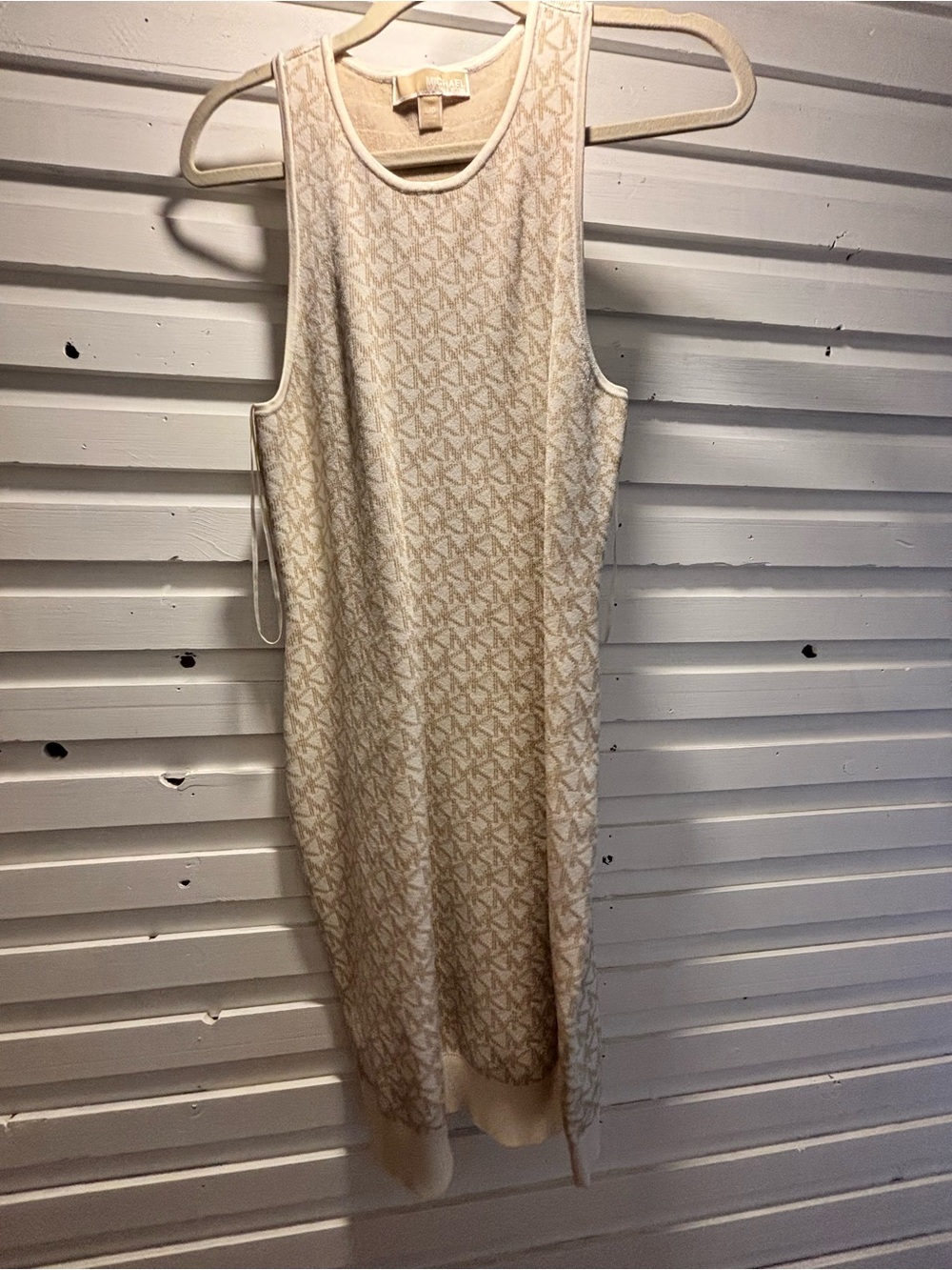 Michael Kors Cream Logo Knit Tank Dress